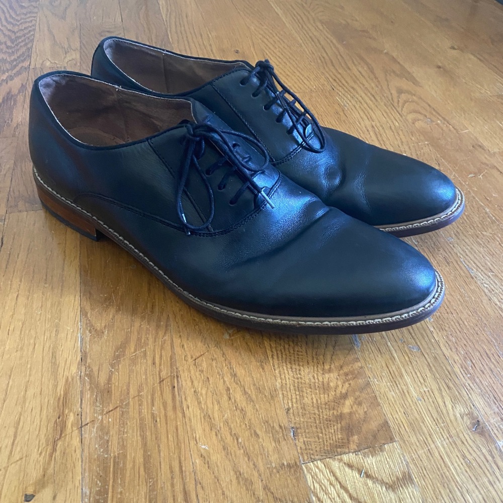 Aston Grey Leu Oxford Mens 12 Black Leather Dress Shoes Old Money Dapper 1006840